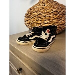Kids Vans Sk8 High Top Sneakers Black White Toddler Size 5.5 Zip Back